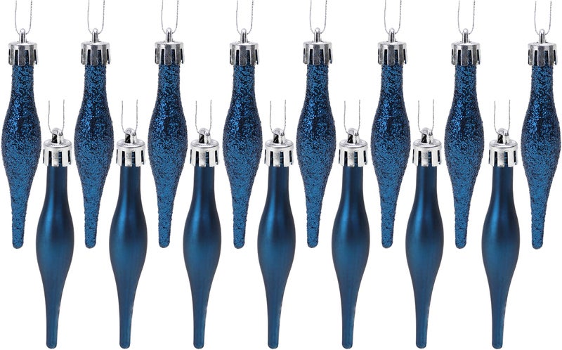 Christmas ConceptsÂ® Pack of 15-8.5cm, 85mm (3.4") Droplet Baubles - Matte & Glitter Design - Christmas Ornaments (Midnight Blue) - Image 1